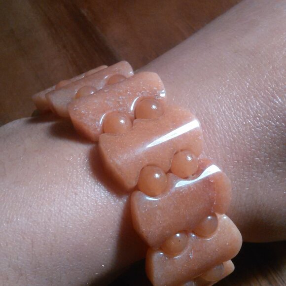 Red Aventurine Fancy Shape Stretch Bracelet - Picture 2 of 13